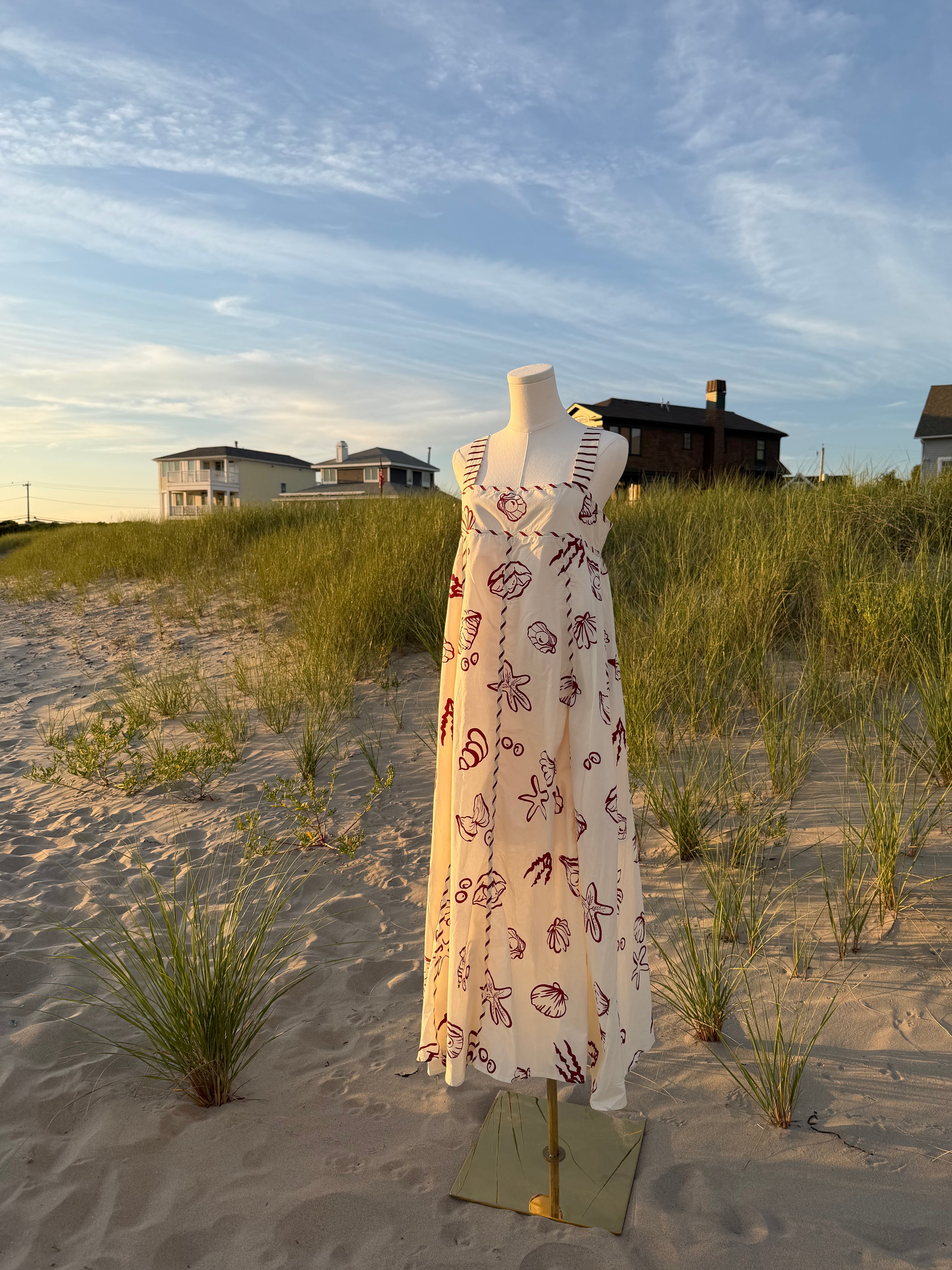 Seashell Sketch Midi Dress