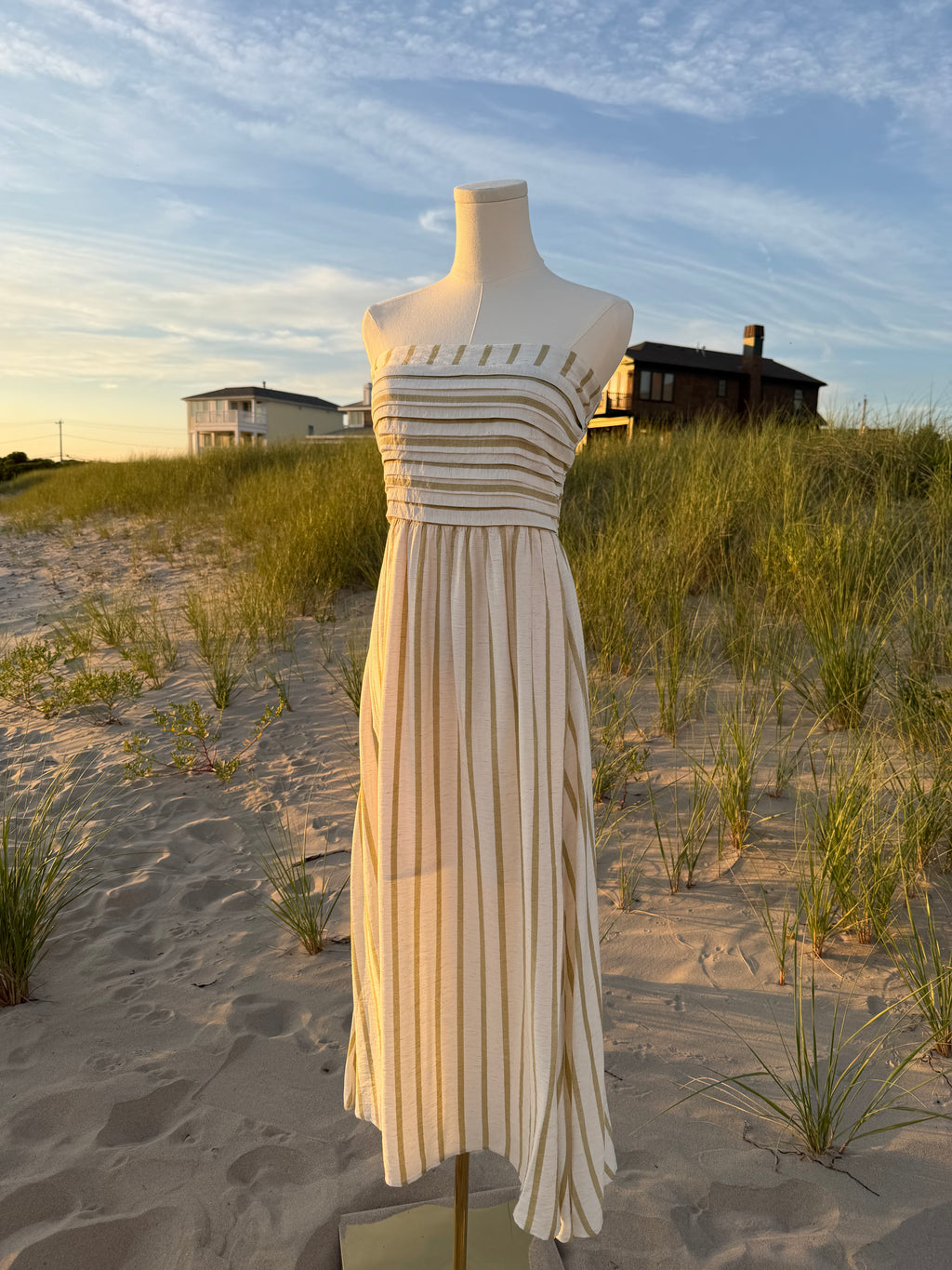 Stripe Linen Midi Dress