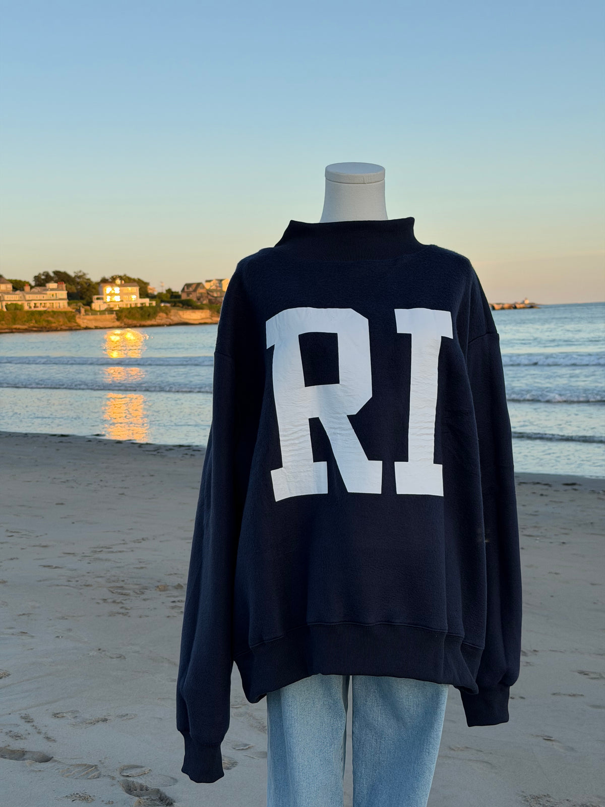 Navy Reversible Mock Neck