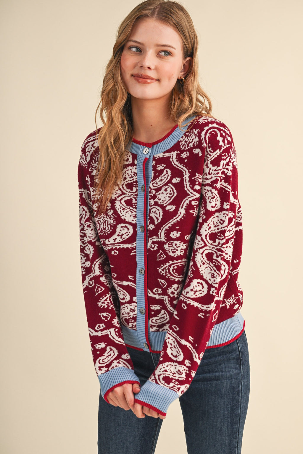 Paisley Burgandy Cardigan