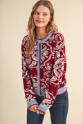 Paisley Burgandy Cardigan