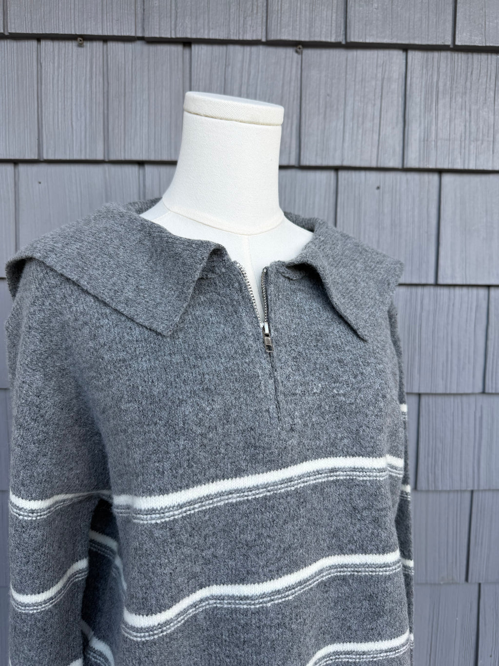 Big Collar Half Zip Sweater
