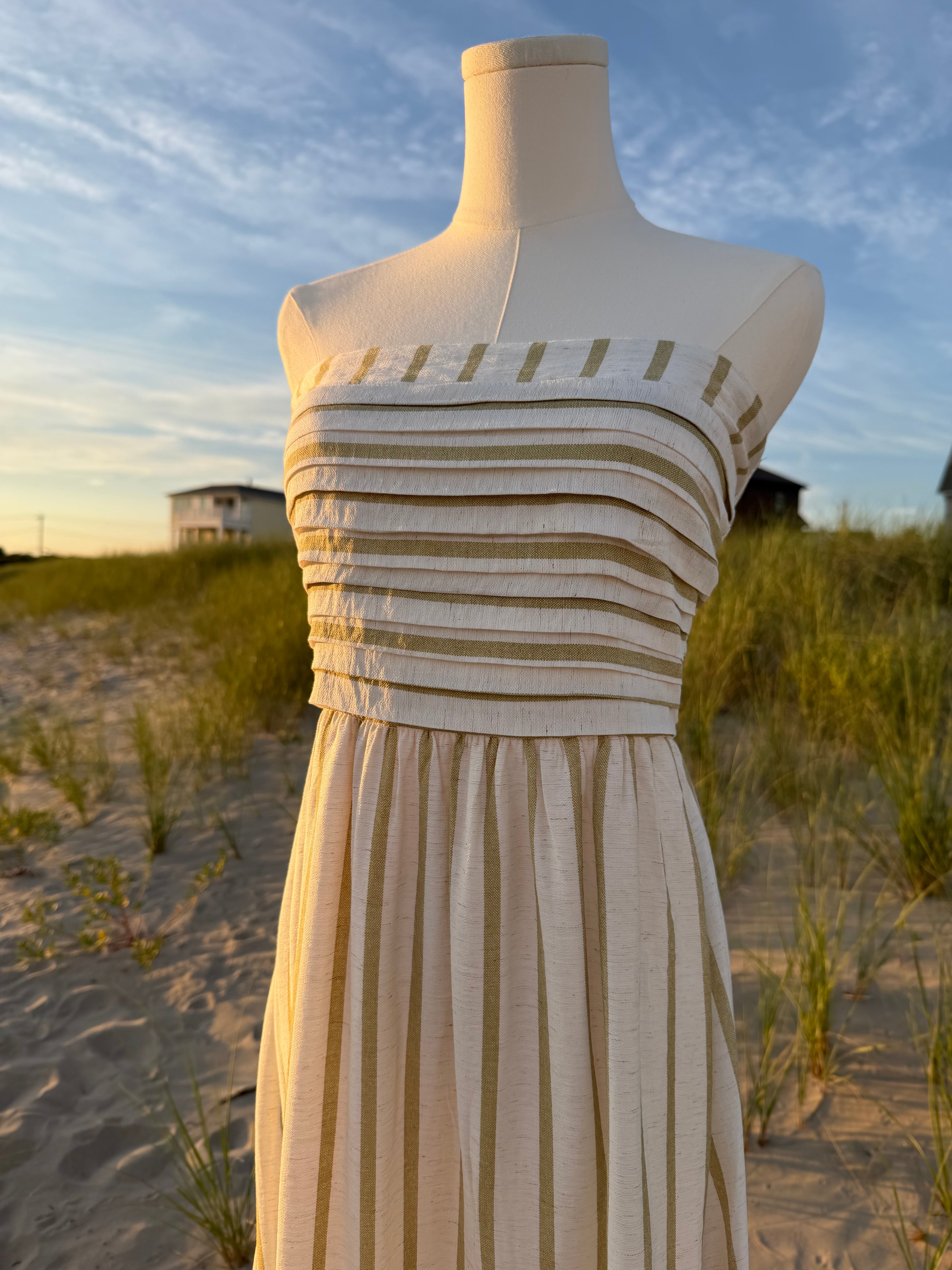 Stripe Linen Midi Dress