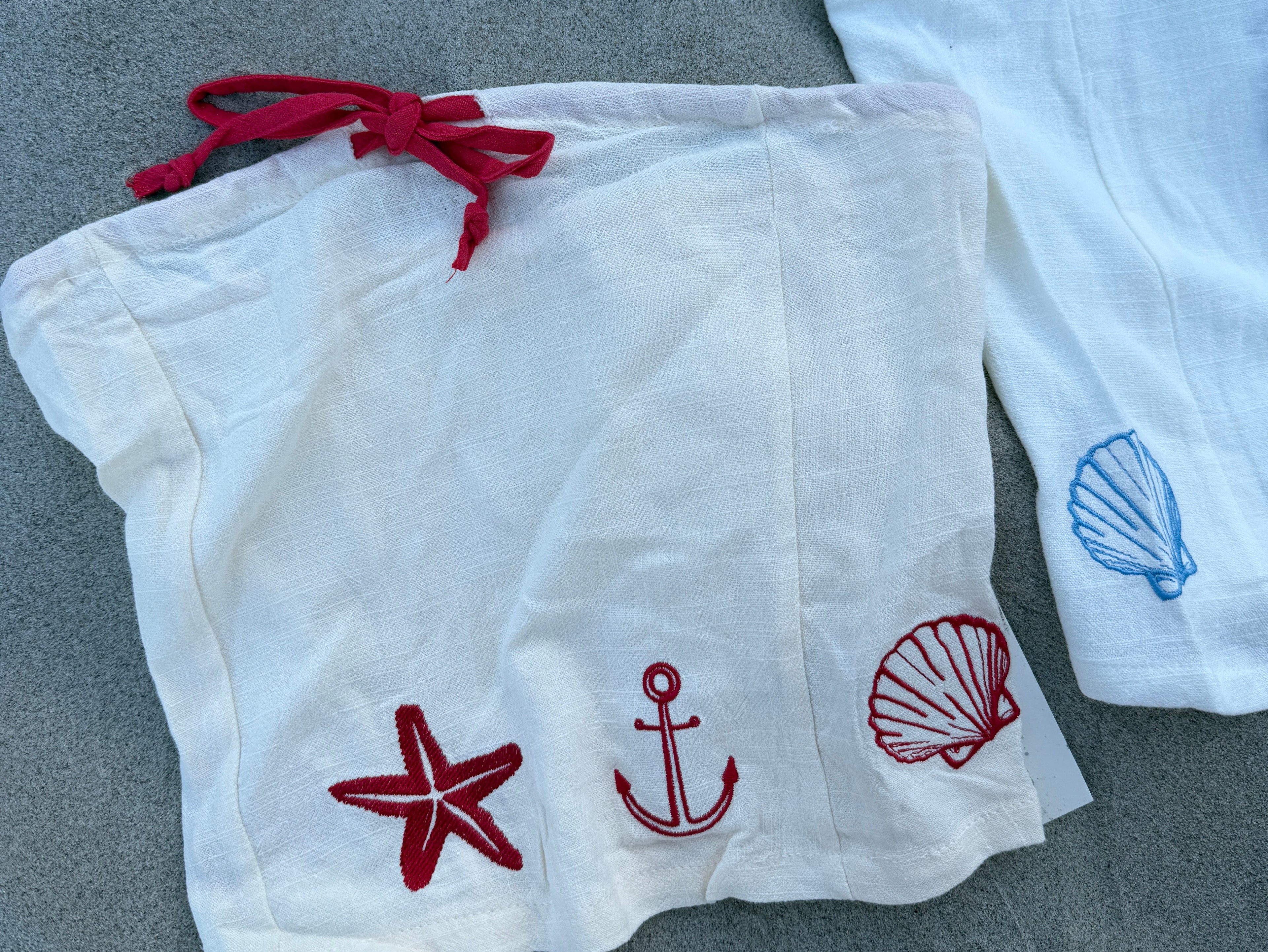 Shell embroidered tube top