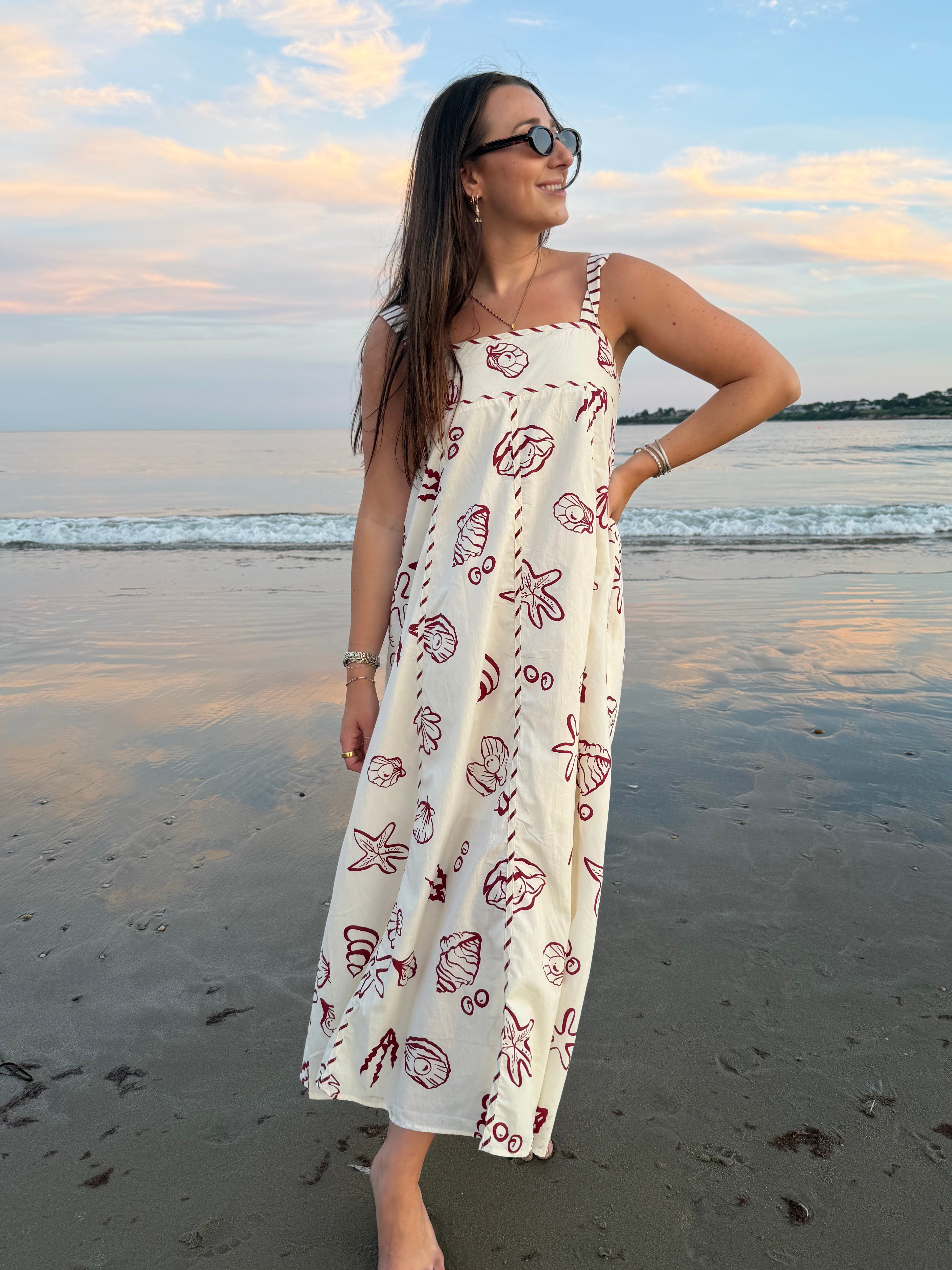Seashell Sketch Midi Dress