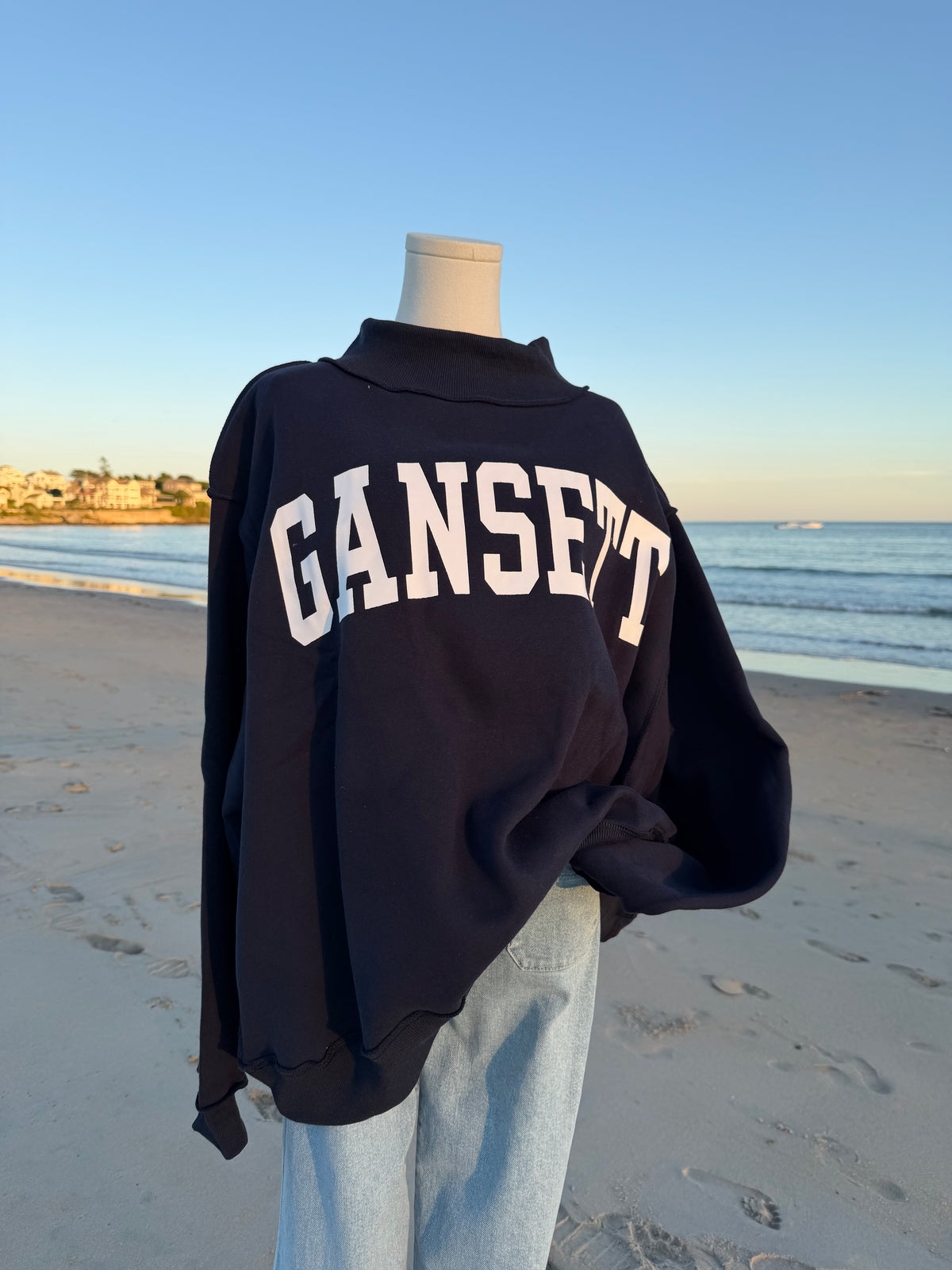 Navy Reversible Mock Neck