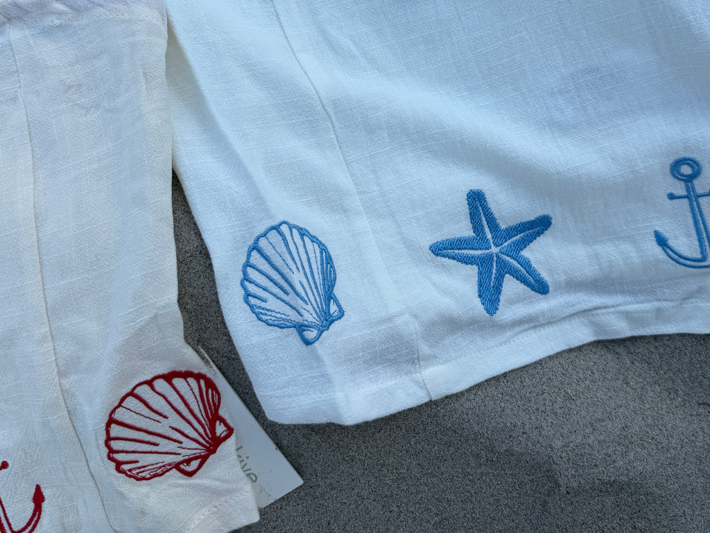 Shell embroidered tube top
