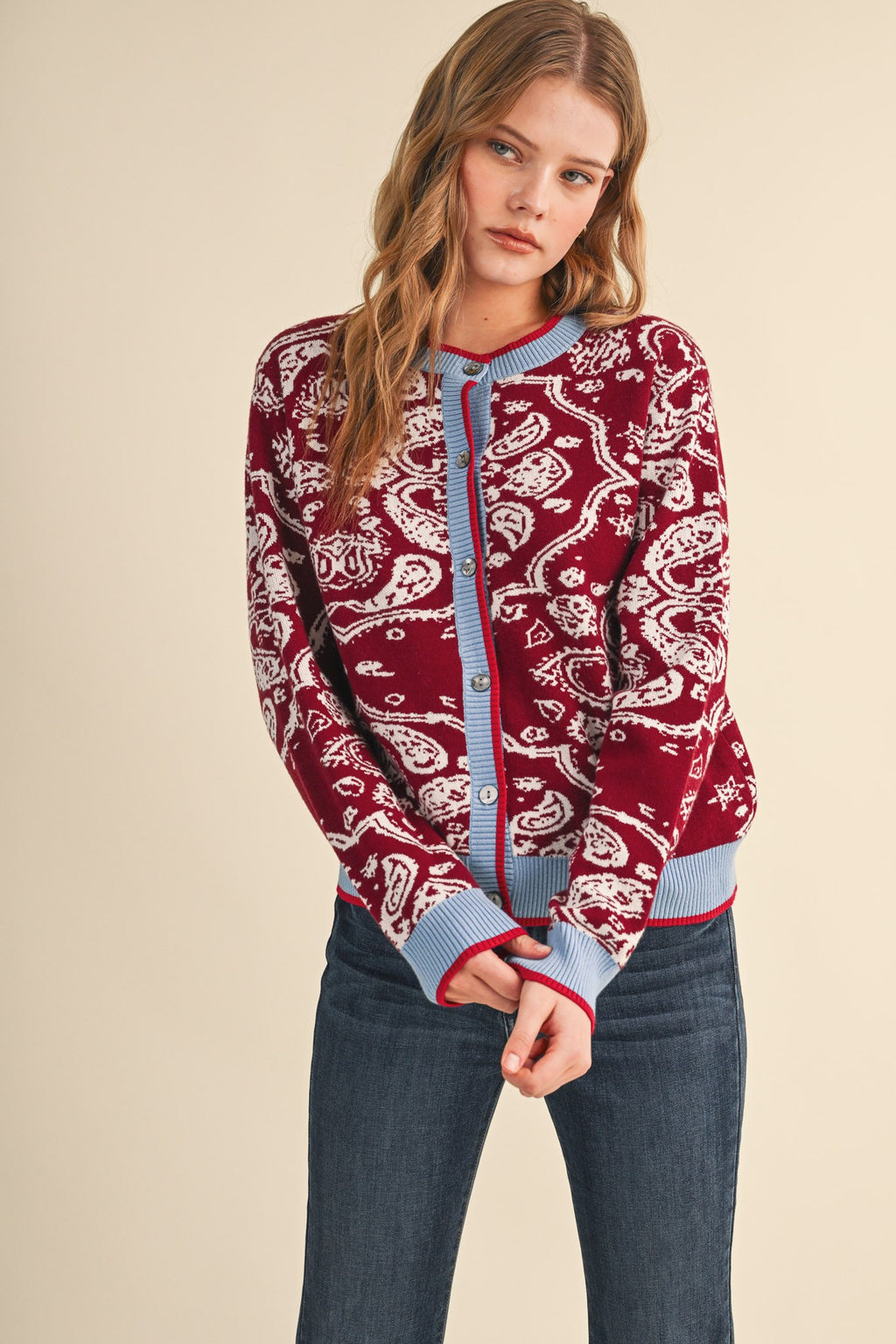 Paisley Burgandy Cardigan