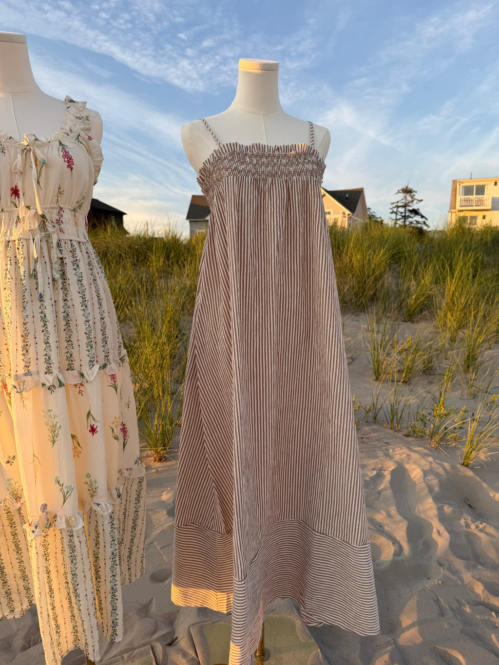 Embroidered Striped Maxi Dress