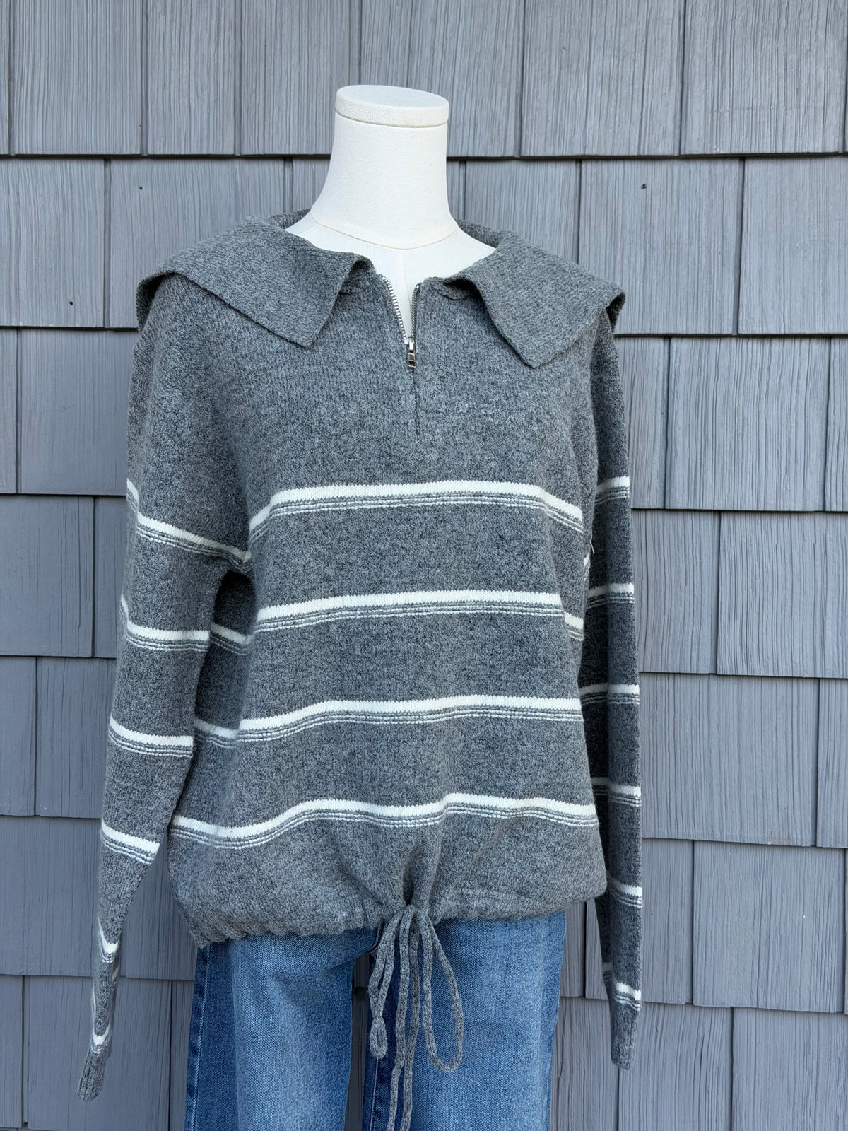 Big Collar Half Zip Sweater