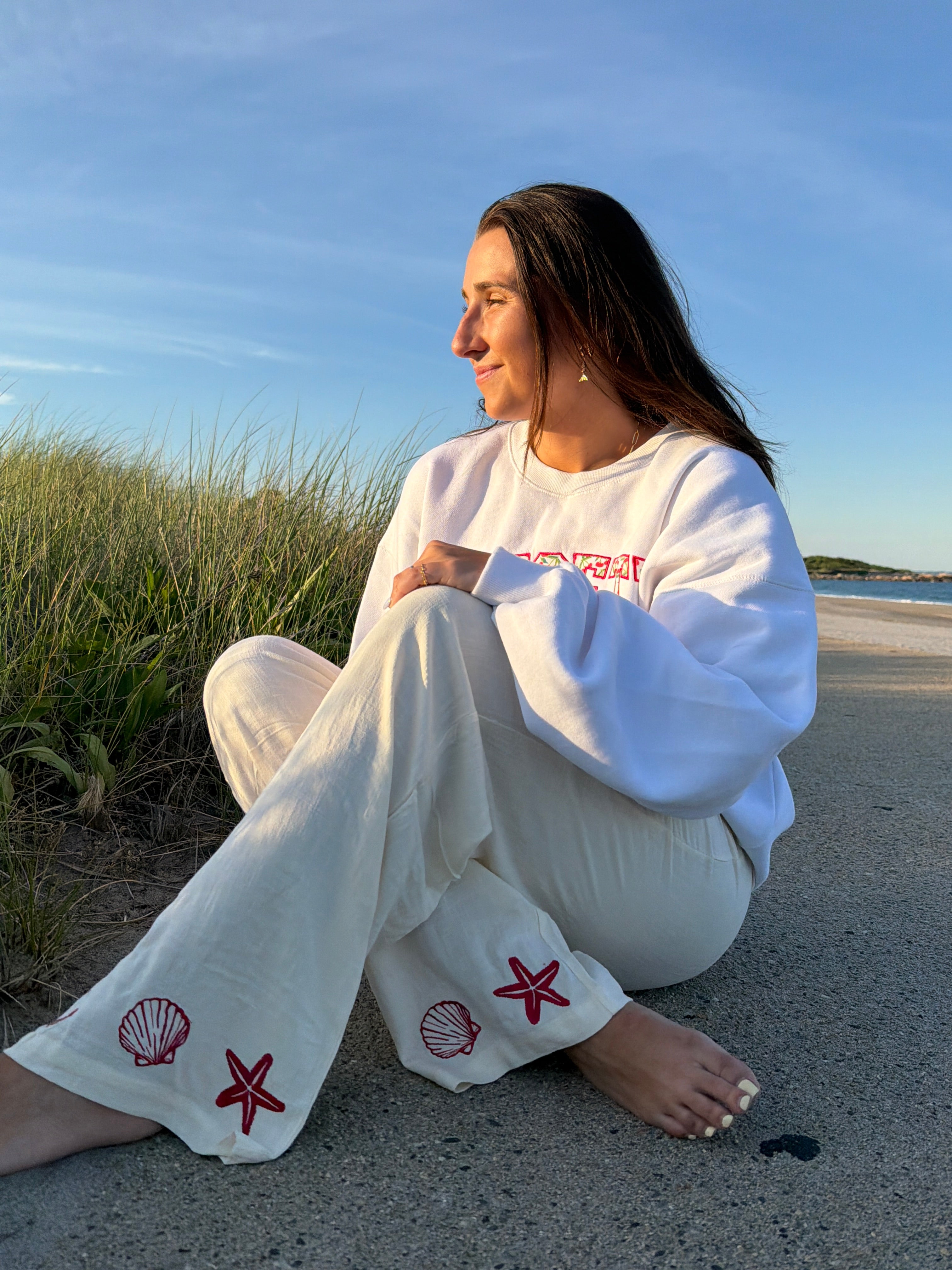 Shell Embroidered Pants