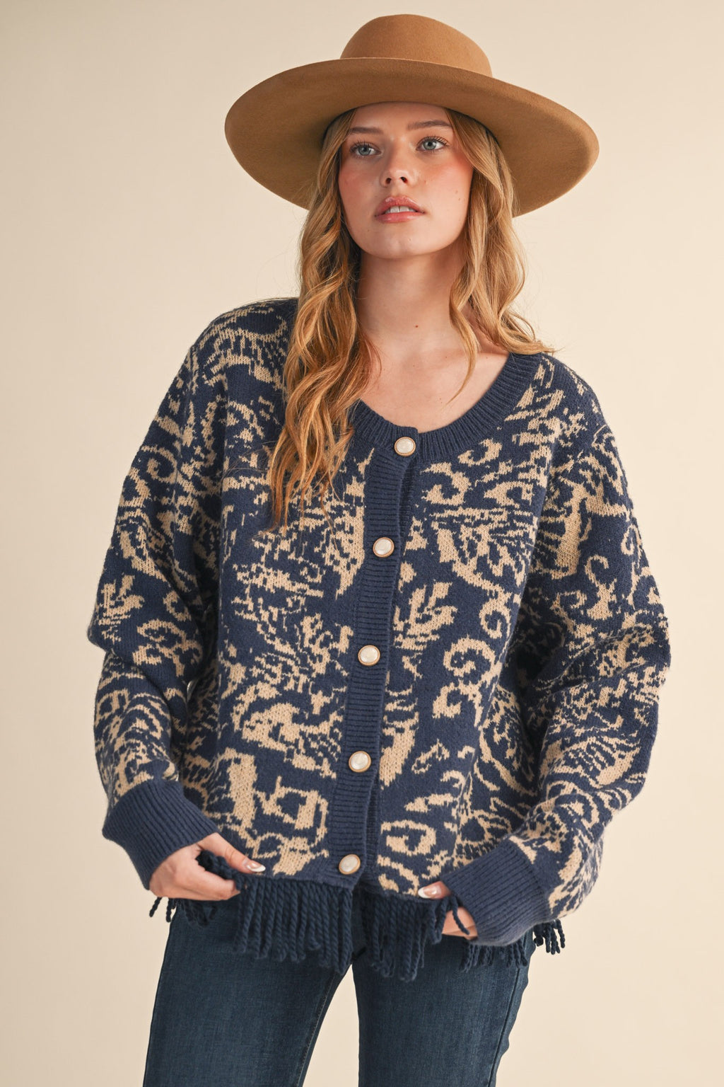 Fringe Trim Cardigan