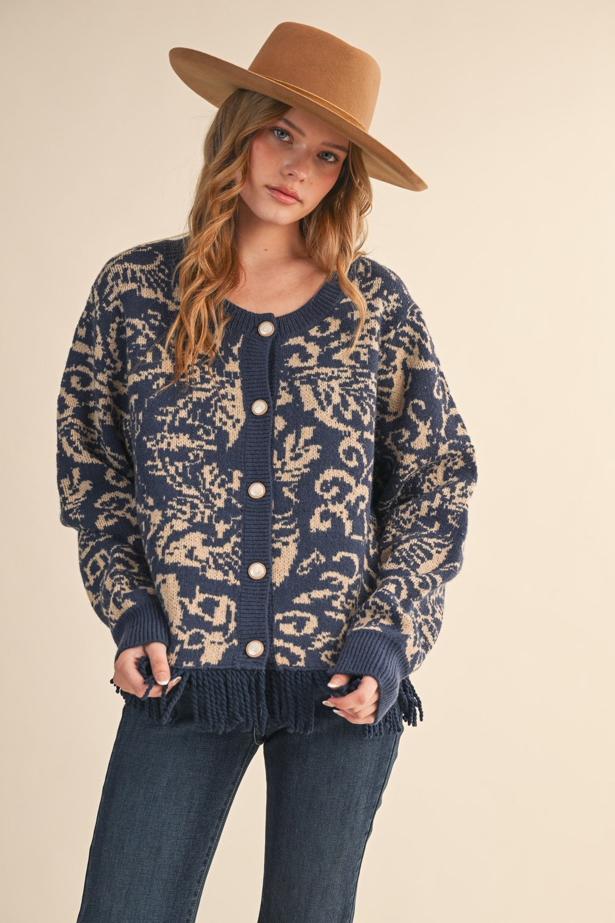 Fringe Trim Cardigan