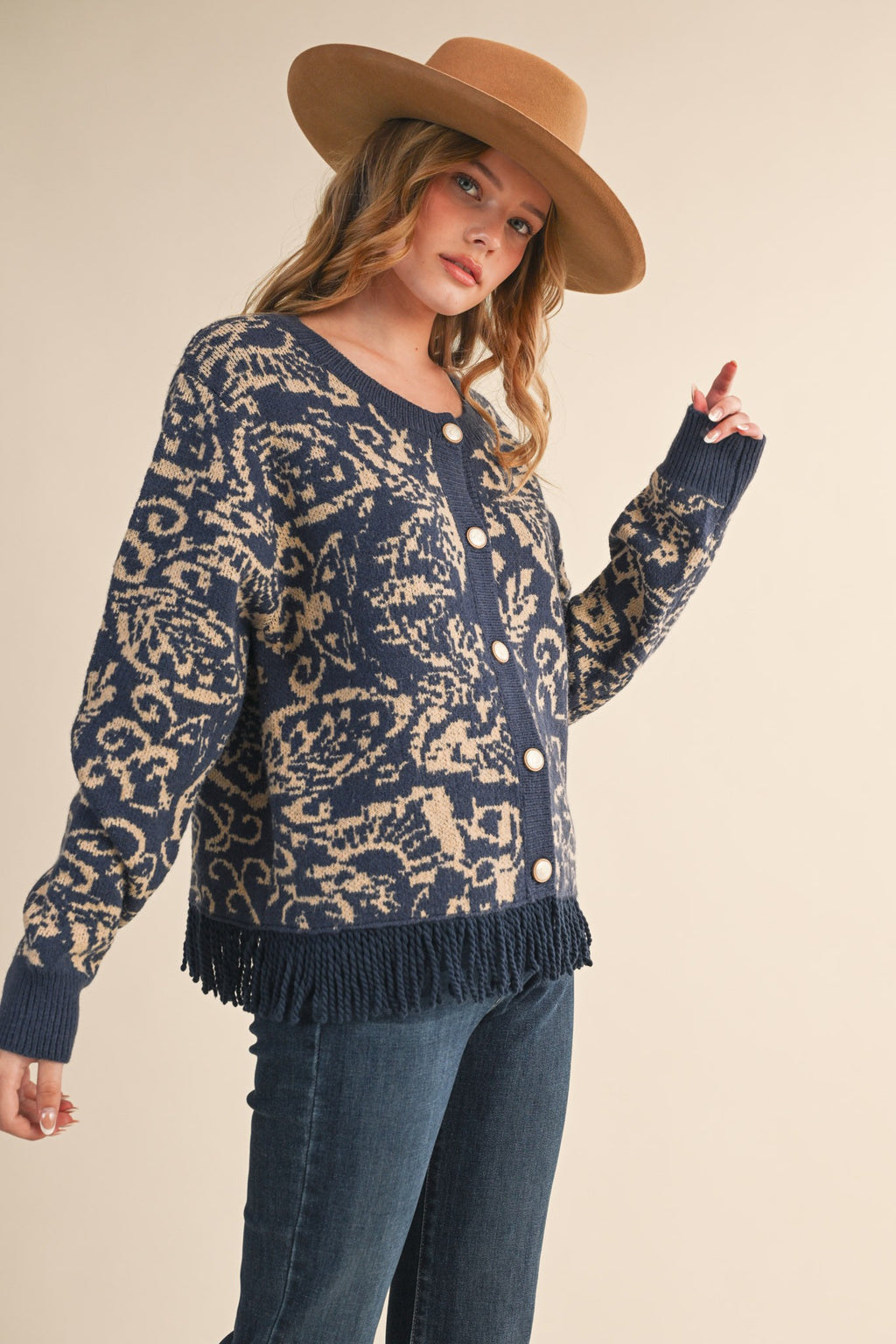 Fringe Trim Cardigan