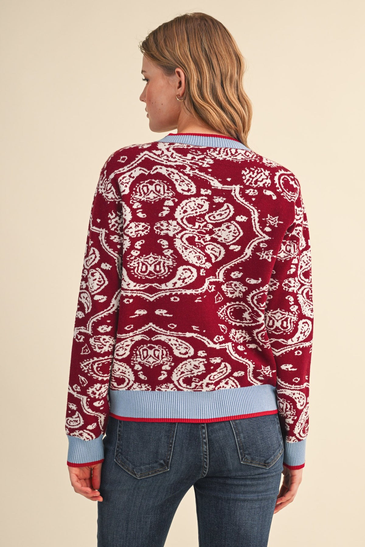 Paisley Burgandy Cardigan