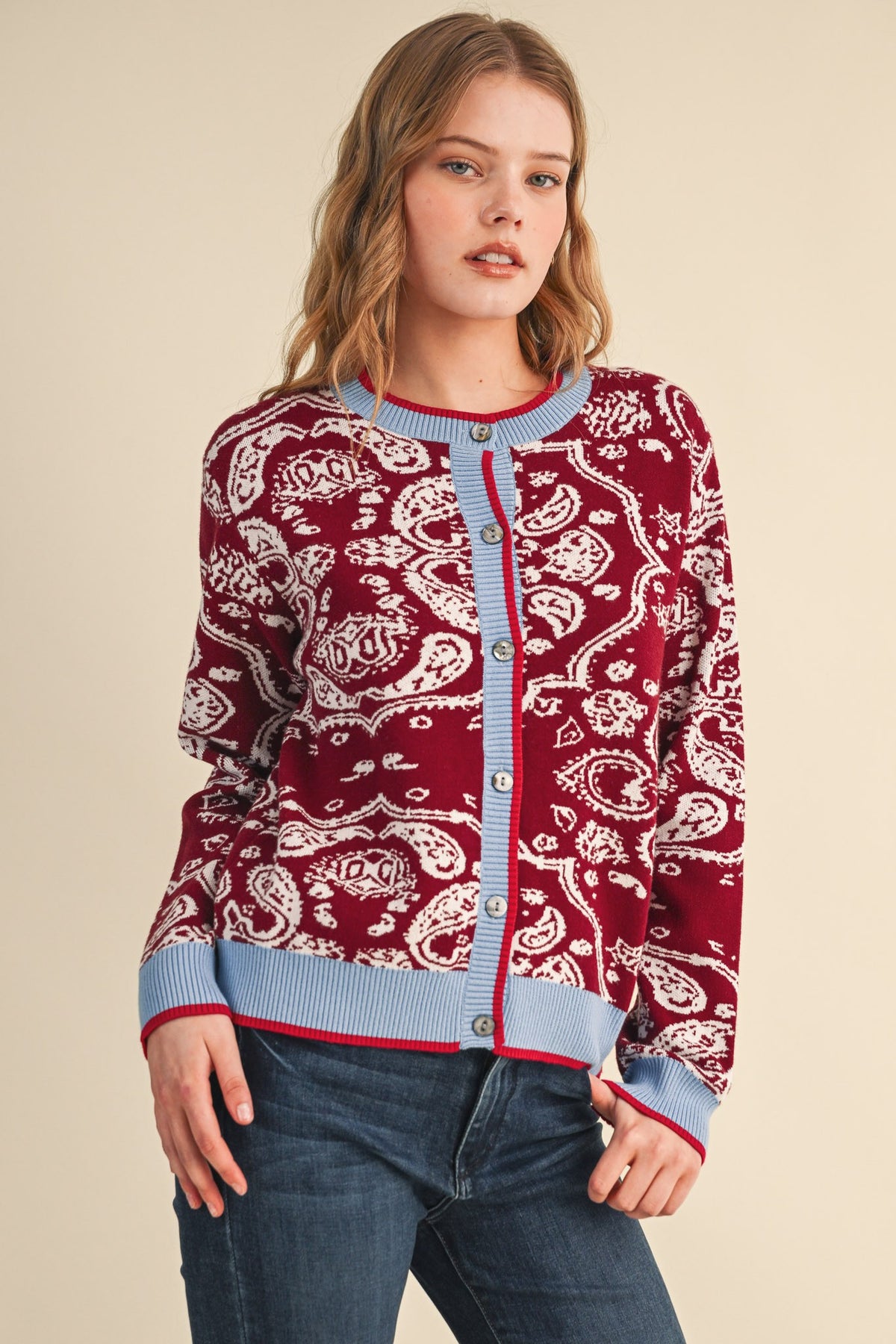 Paisley Burgandy Cardigan