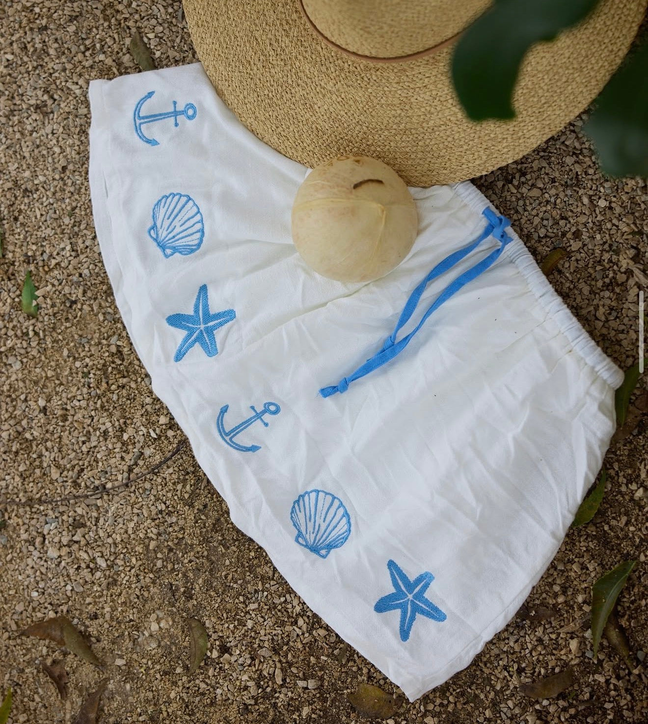 Shell Embroidered Skort
