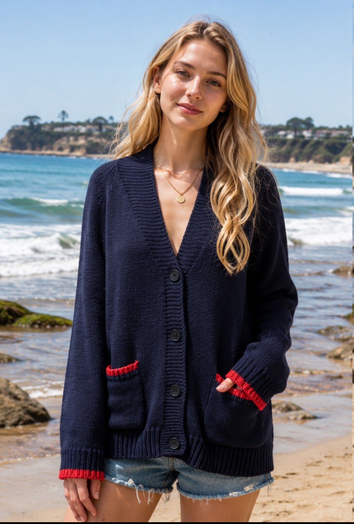 Navy Lobster Cardigan