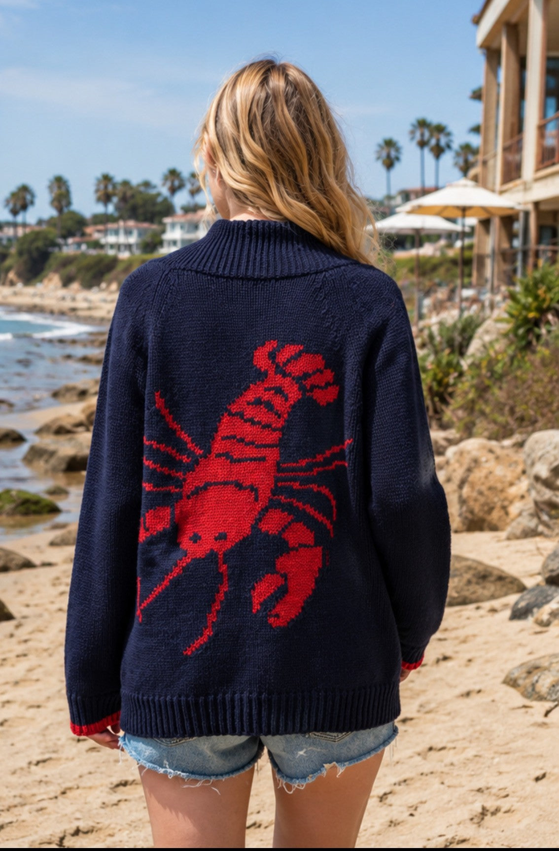 Navy Lobster Cardigan
