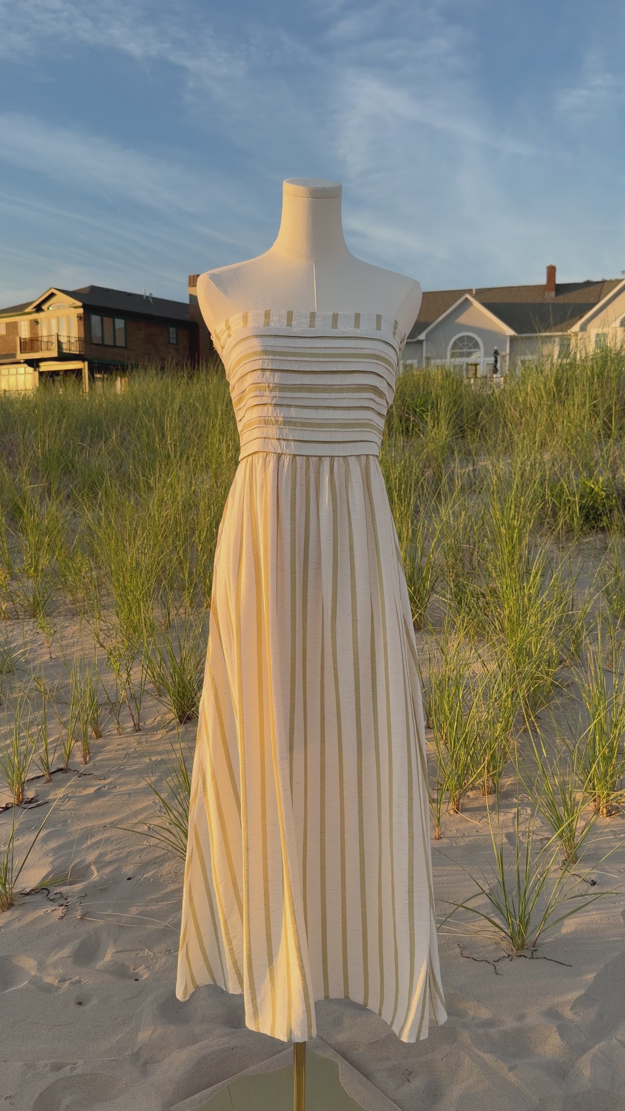 Stripe Linen Midi Dress